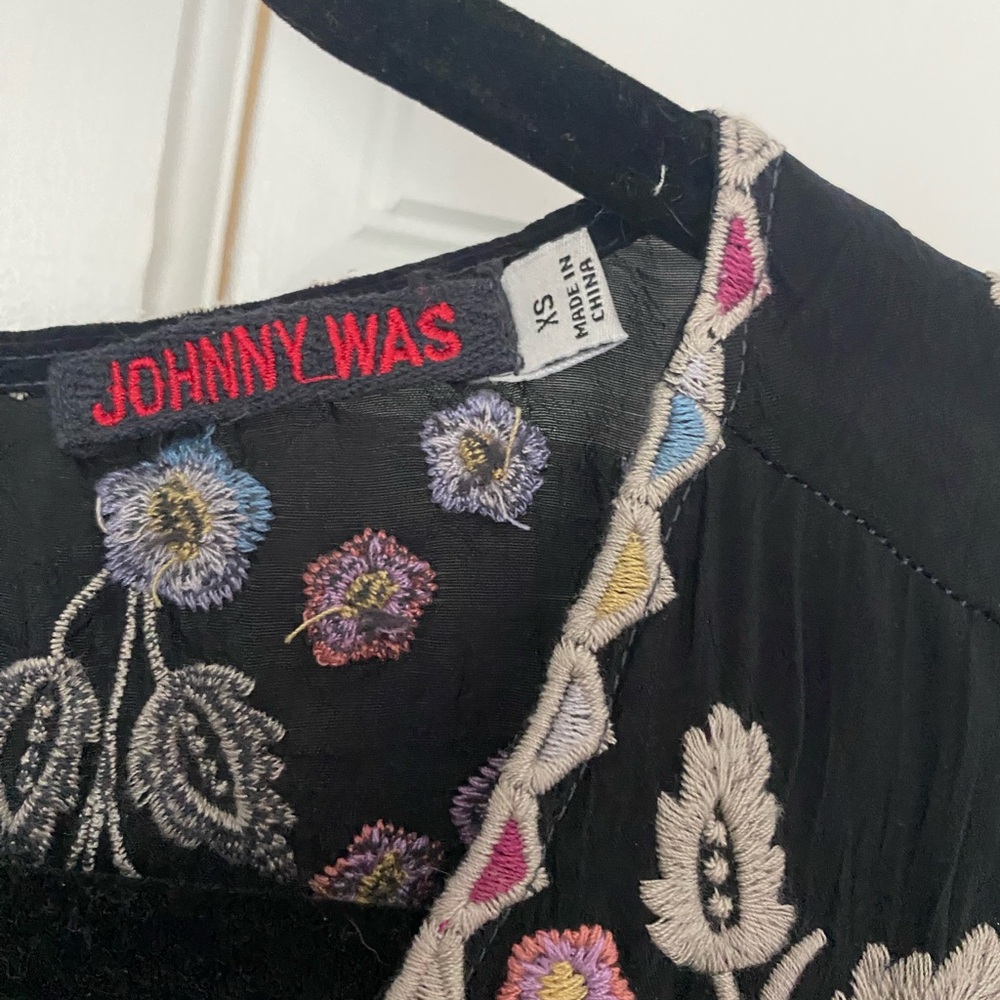 Johnny Was Black Dress with Floral Embroidery XS - Picture 3 of 8